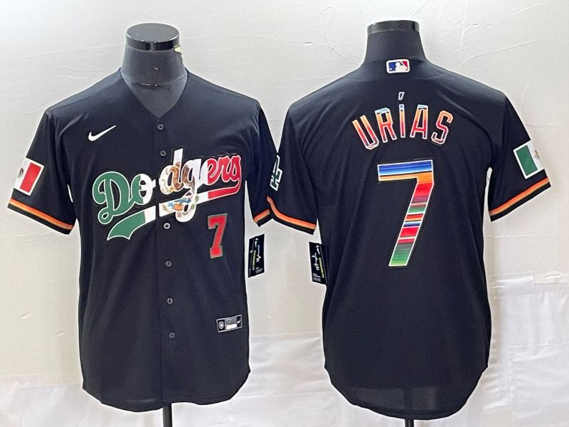 Men Los Angeles Dodgers #7 Urias Black rainbow Nike Game MLB Jersey style 6->los angeles dodgers->MLB Jersey